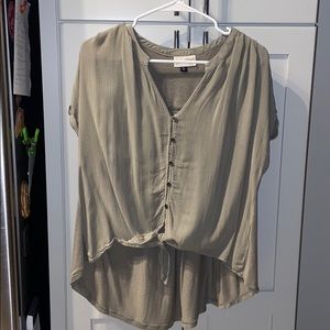 Army Green Casual Button Up Blouse